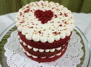Una foto de torta red velvet sin manteca