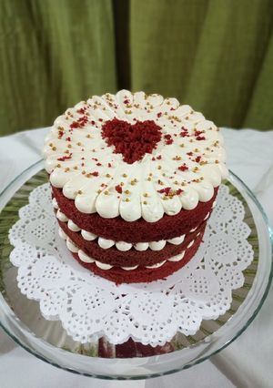 Una foto de Red velvet cake (torta de terciopelo rojo)
