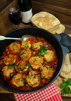 Toszkán kenyérfasírt padlizsános paradicsomszószban recept fotója
