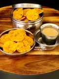 Rice Flour Moong dal + Chanadal Crispy Crackers - Thattai With Kapi - South Indian Gluten-Free Snack