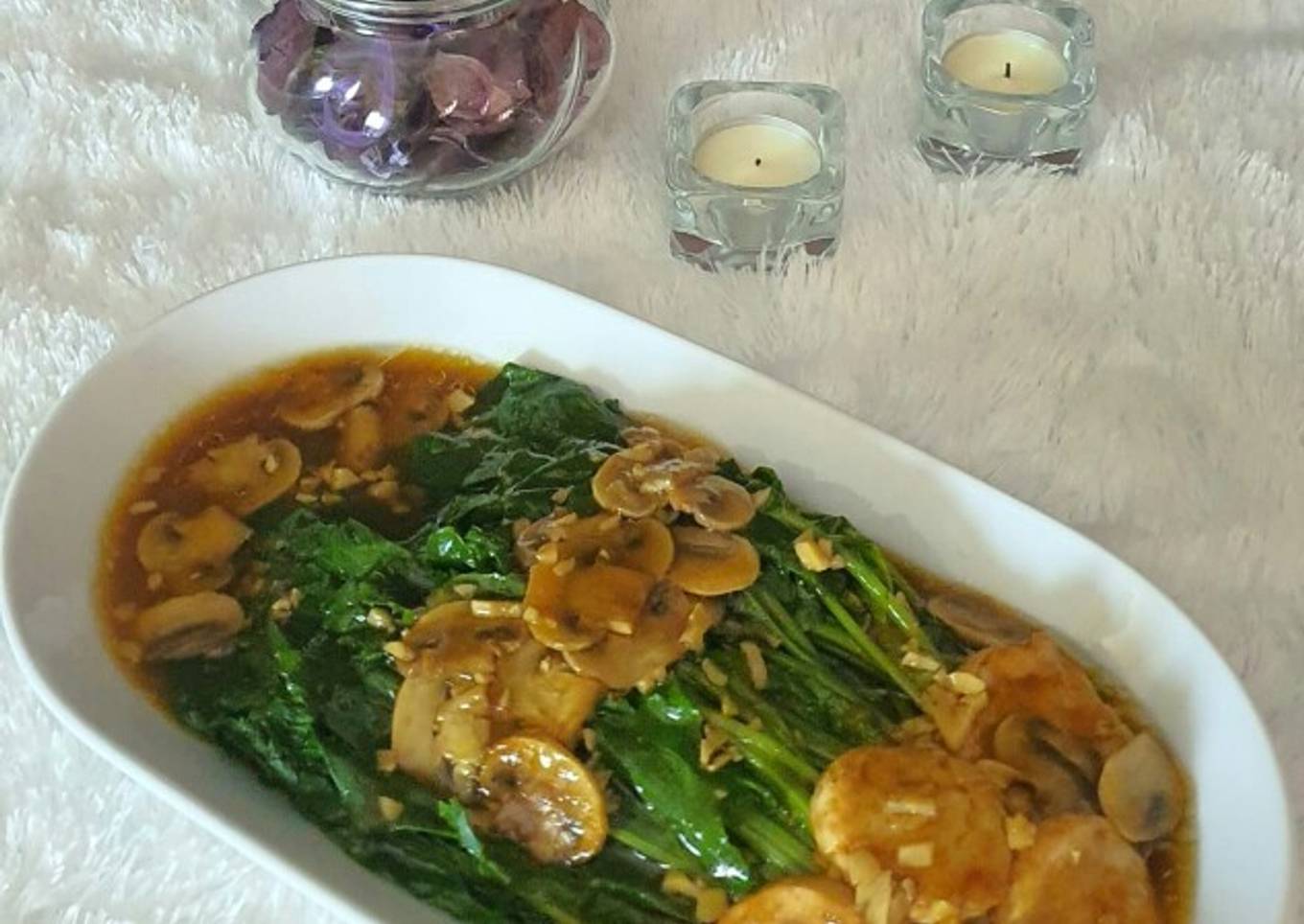 Tumis Baby Kailan Tofu Jamur Saus Tiram