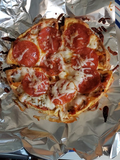 A picture of Keto Chaffle Pizza.