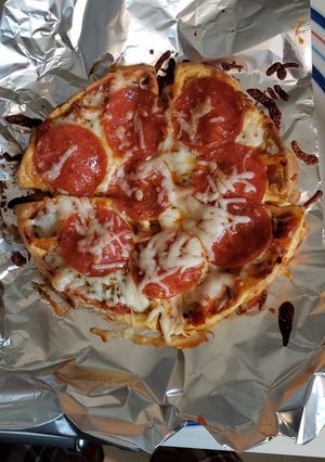 A picture of Keto Chaffle Pizza.