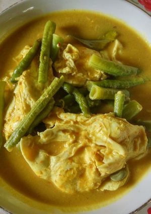 Foto resep Gulai Kacang Panjang + Telur Ceplok