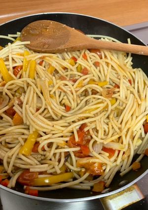 Una foto de Pasta a la pimentona
