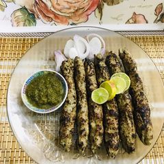 Green (haryali) seekh kabab A picture of Green (haryali) seekh kabab.