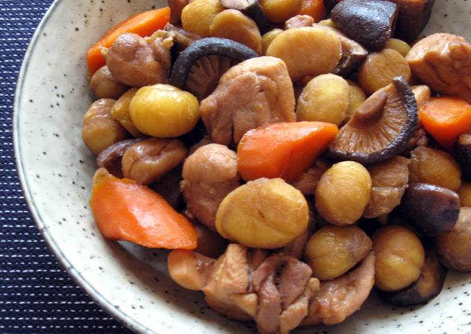 Recipe of Super Quick Homemade Simmered Chestnuts, Chicken &amp; Shiitake