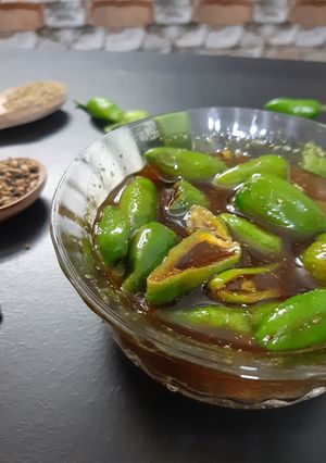 A picture of লঙ্কার আচার (green chili's achar recipe in bengali).
