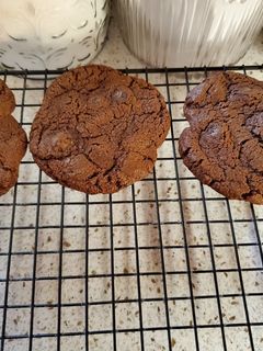 A picture of Dark Chocolate Chocolate Chip Brownie Cookies.