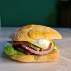 A picture of Lamb burger.