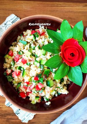 عکسی از دستور سالاد بلغور، خرفه و ریحان (سالاد انرژی‌بخش)