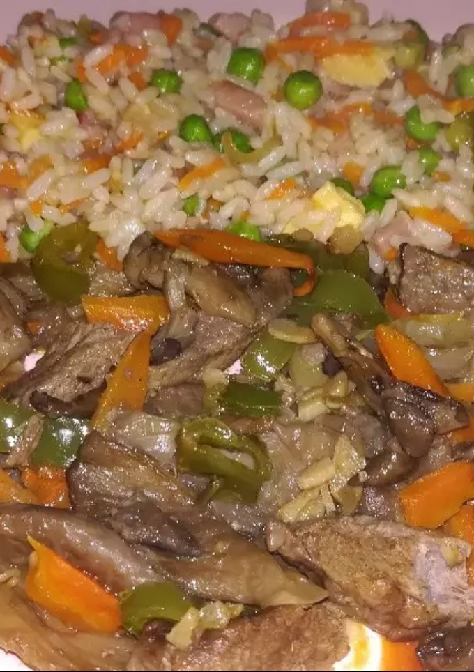 Una foto de Ternera y arroz estilo chino
