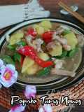 Paprika tumis nanas ayam (Bell peppers w/ pineapples & chicken)