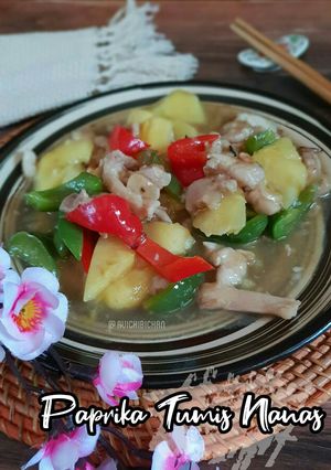 Foto resep Paprika tumis nanas ayam (Bell peppers w/ pineapples & chicken)