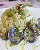 Risotto con Vongole, Asparagi e Zafferano