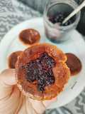 Tartitas de queso de cabra con mermelada casera de arándanos
