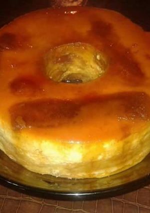 Una foto de Flan casero con Vainillas