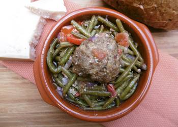 Ultimate, Prepare Baked green beans  hamburgers fasolakia me mbiftekia sto fourno Delicious Nutritious