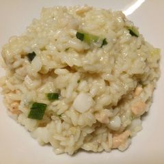 A picture of Risotto alla pescatora e zucchine.