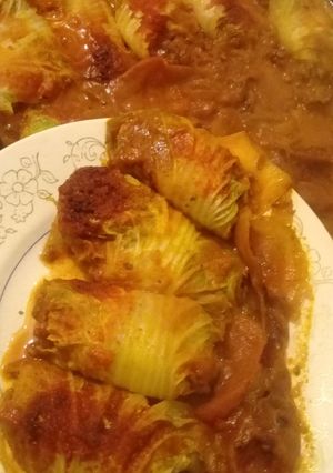 Una foto de Akusay relleno con carne picada