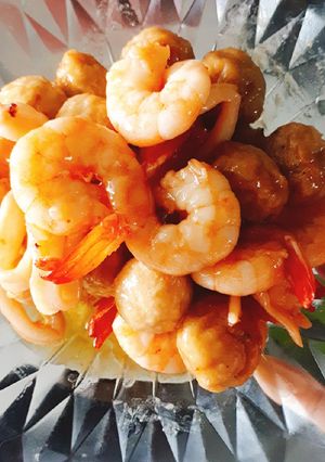 Hình của món Tôm nõn - mực rim mặn ngọt cho bé.