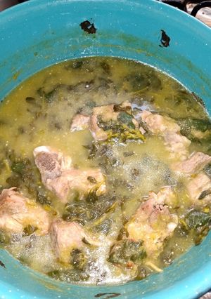 A picture of Purslane with Pork in Green Chile Sauce.