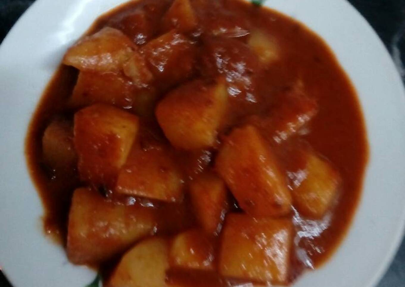 Papas en salsa de pasilla