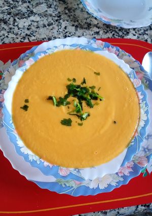 Una foto de Crema de auyama y batata (calabaza y boniato)