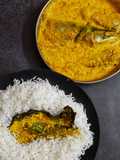 Pabda Paturi (with Taro/ kochu/Alvi leaves) and Pabda Bhappa