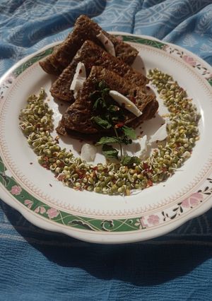 A picture of Singhara flour Sprouts Chilla.