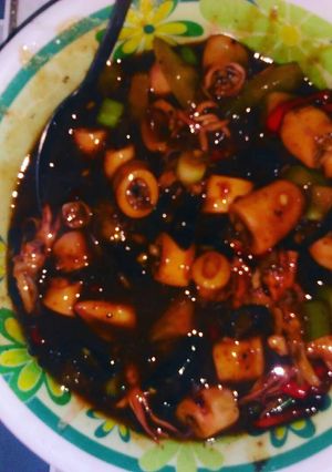 Foto resep Cumi asin pedas manis.
