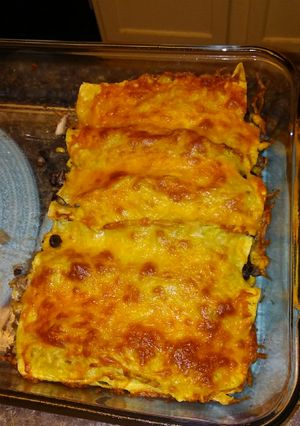 A picture of Black Bean and Chicken Enchilada GF.