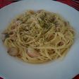 Spaghettis con salmón y champiñones