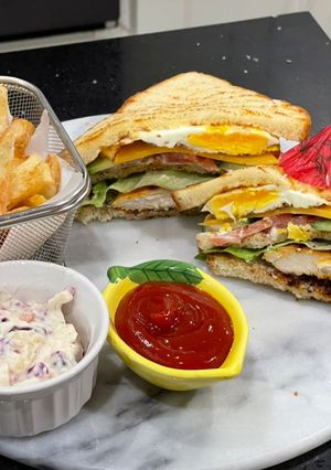 A picture of Chicken tikka club Sandwich.