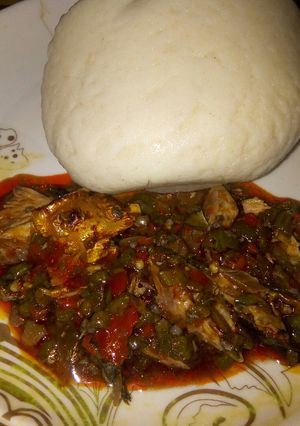 A picture of Semo and fresh okro😍😍.