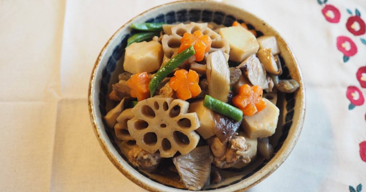 Verduras y pollo cocidos (Nishime, 煮しめ) comida japonesa Receta de Nao  Nutricionista ????- Cookpad