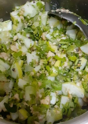 A picture of Best Khaman Kakadi Koshimbir -- A Zanzannit Maharashtrian Cucumber Salad.