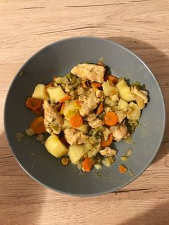 Une photo de Cookeo : Ecrasé de légumes + poulet > Facile