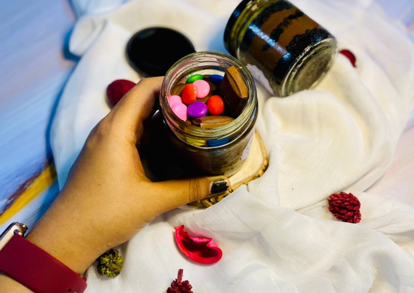 Chocolate Fondue Jar Cake | Molten Chocolate Jar Cake