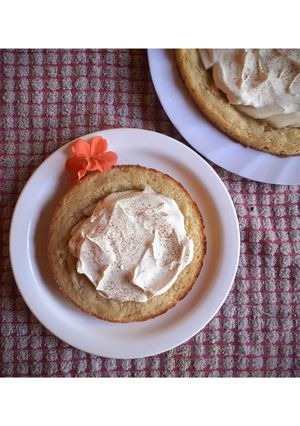 Una foto de Tarta de peras y crema