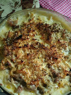 Foto resep Baked chicken fettuccine aglio e olio
