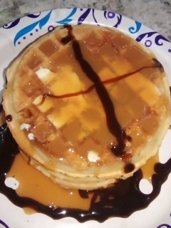 A picture of Chocolate caramel waffles.