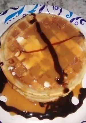 A picture of Chocolate caramel waffles.