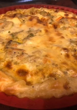 Una foto de Tarta de zucchini (o zapallito) sin huevo, junto a @cocinacaseraya seguila en instagram