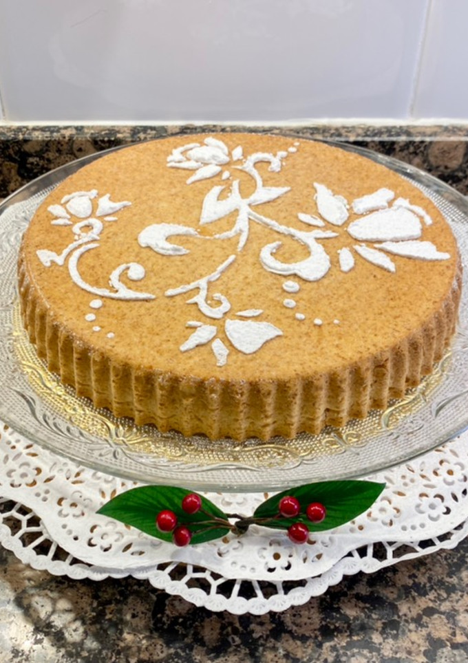 Una foto de Pastel de requesón con canela, “sin gluten “