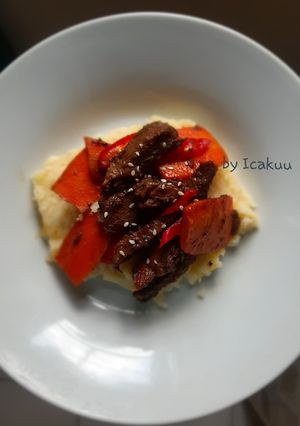 Foto resep Mashed Potato with Blackpepper Beef