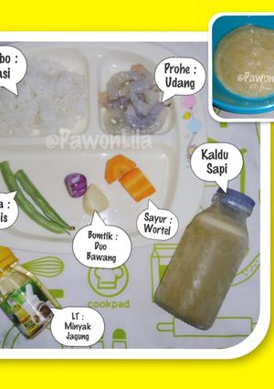 Foto resep MPASI Menu 4⭐ Usia 6 Bulan - Bubur Udang Buncis Wortel