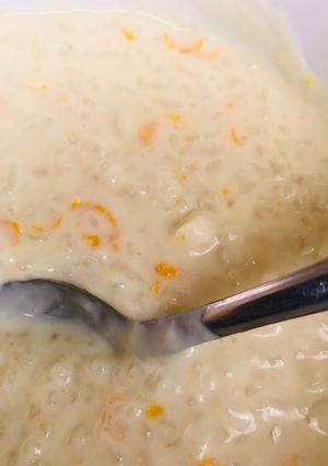 A picture of Zero-waste Orange Rice Pudding.