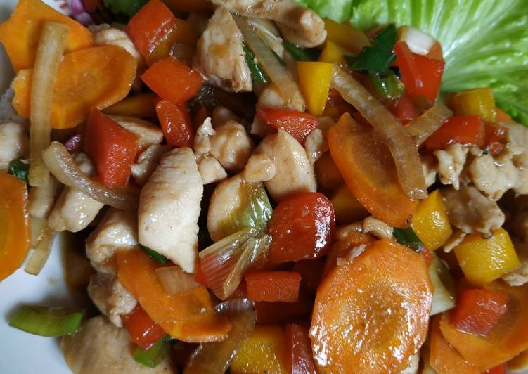 Resep Chicken breast warna warni saos black pepper Anti Gagal