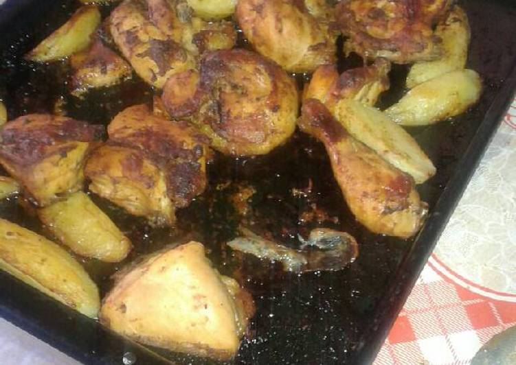 Grilled chicken with potatoes